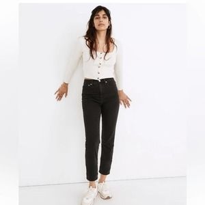 Madewell Perfect Vintage Straight-Leg Jeans in Black